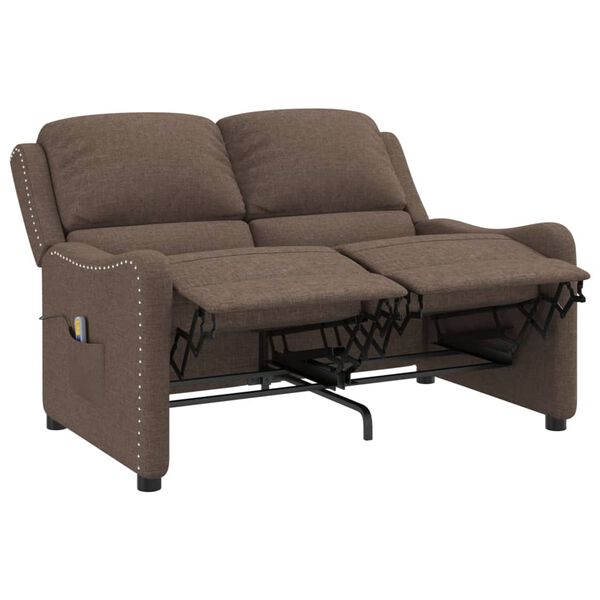 vidaXL Πολυθρόνα Μασάζ Διθέσια Ανακλινόμενη Taupe Υφασμάτινη