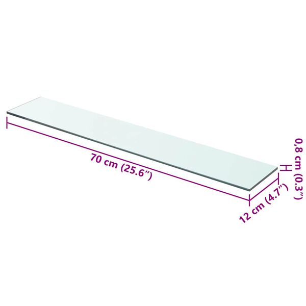 vidaXL Ράφι Πάνελ Διάφανο 70 x 12 εκ. Γυάλινο