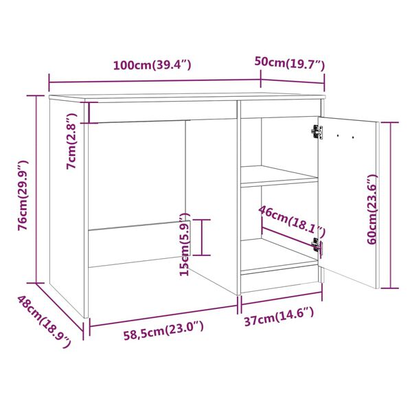 vidaXL Γραφείο Καφέ Δρυς 100x50x76 εκ. από Επεξεργασμένο Ξύλο