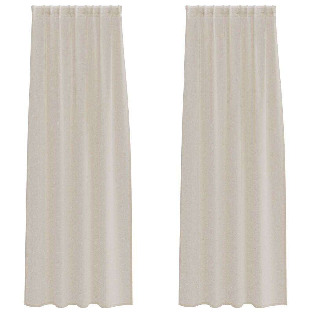 vidaXL Κουρτίνες με κουρτίνες 2 pcs Άμμος 140 x 225 cm Πολυεστέρας