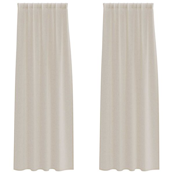 vidaXL Κουρτίνες με κουρτίνες 2 pcs Άμμος 140 x 225 cm Πολυεστέρας