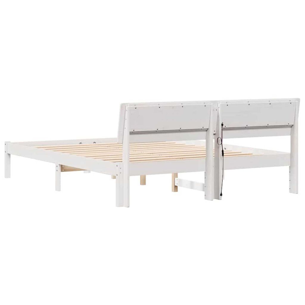 vidaXL Σκελετός Κρεβατιού Λευκό 150 x 200 cm Μασίφ ξύλο πεύκου