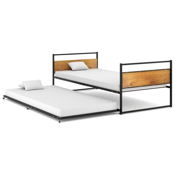 vidaXL Πλαίσιο για Κρεβάτι Συρόμενο Μαύρο 90 x 200 εκ. Μεταλλικό