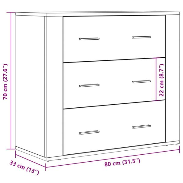 vidaXL Ντουλάπι Αρτισιανή Δρυς 80x33x70 εκ. από Επεξεργασμένο Ξύλο
