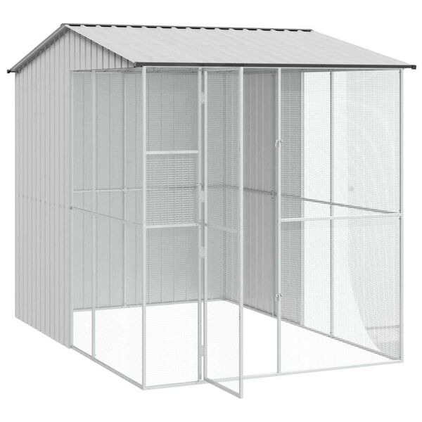 vidaXL Κλουβί Πουλιών Γκρι 215 x 310 x 247 εκ. Γαλβανισμένος χάλυβας