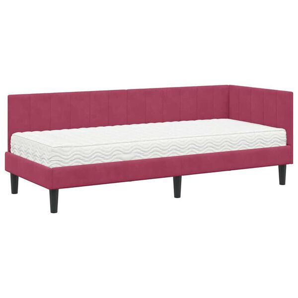 vidaXL Κρεβάτι Γωνίας με στρώμα Μπορντό 80 x 200 cm Βελούδο