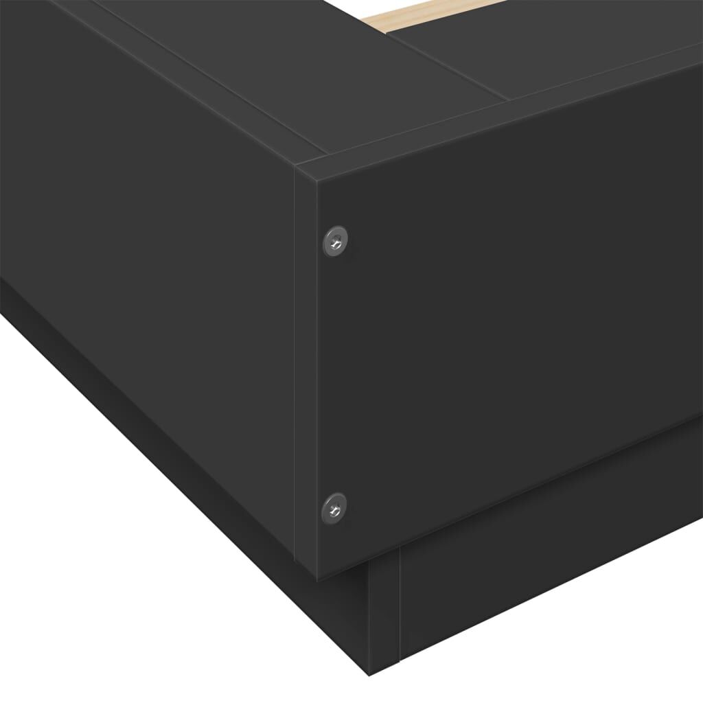 vidaXL Πλαίσιο Κρεβατιού με Φώτα LED Μαύρο 200 x 200 εκ. Επεξ. Ξύλο