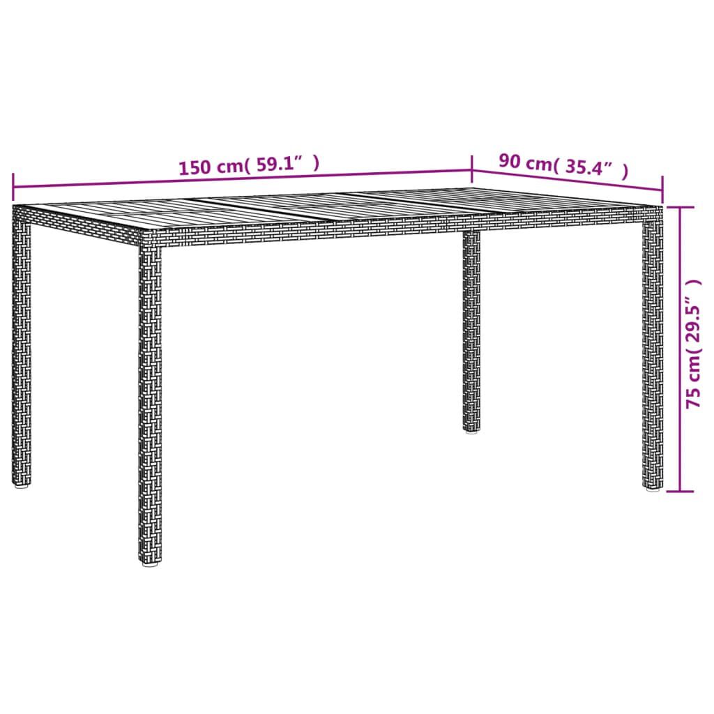 vidaXL Τραπέζι Κήπου Γκρι 150x90x75 εκ. Συνθετικό Ρατάν / Ξύλο Ακακίας