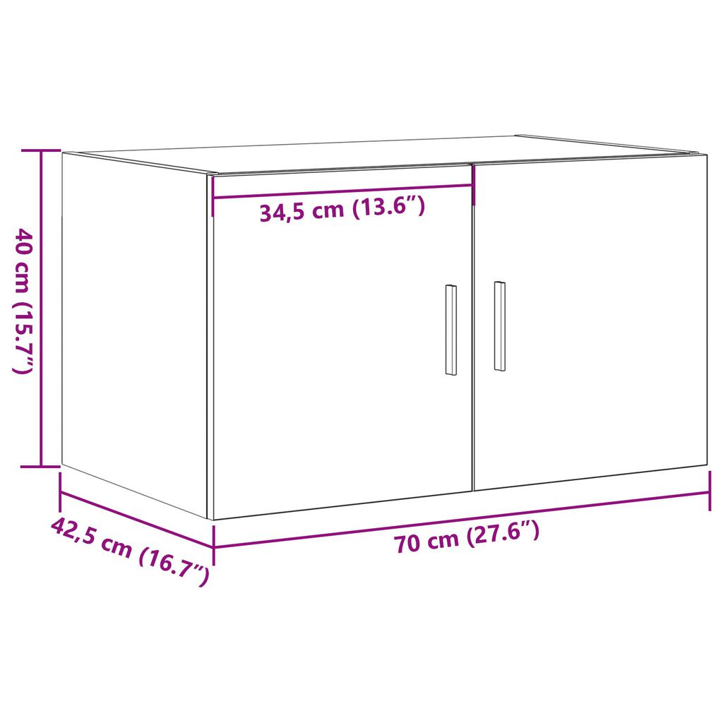 vidaXL Ντουλάπα Τοίχου Παλιού Ξύλου 70x42,5x40 εκ. Κατασκευασμένο Ξύλο