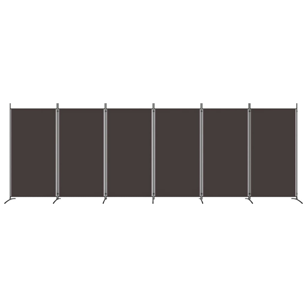vidaXL Διαχωριστικό Δωματίου με 6 Πάνελ Καφέ 520x180 εκ. από Ύφασμα
