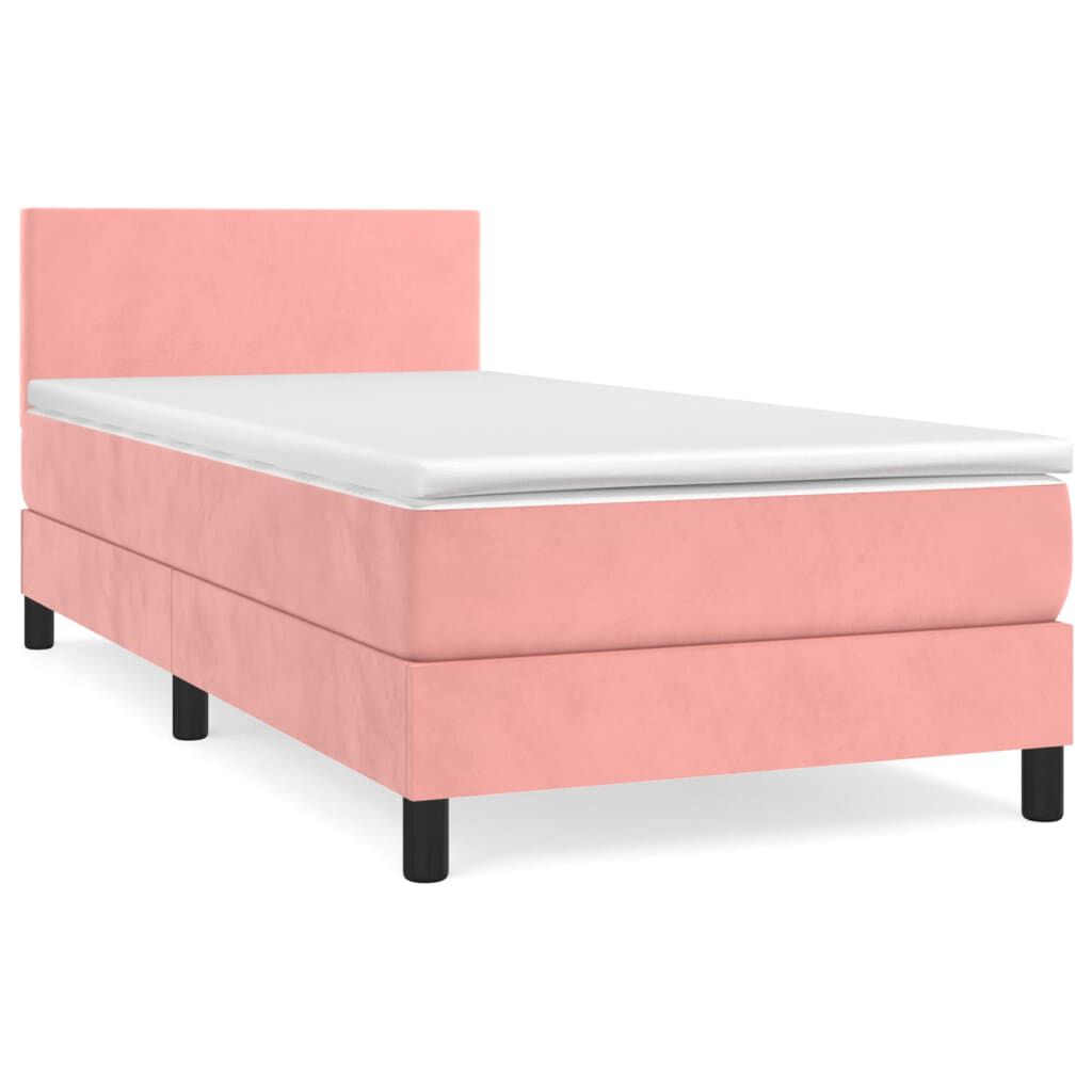 vidaXL Κρεβάτι Boxspring με Στρώμα Ροζ 80 x 200 εκ. Βελούδινο