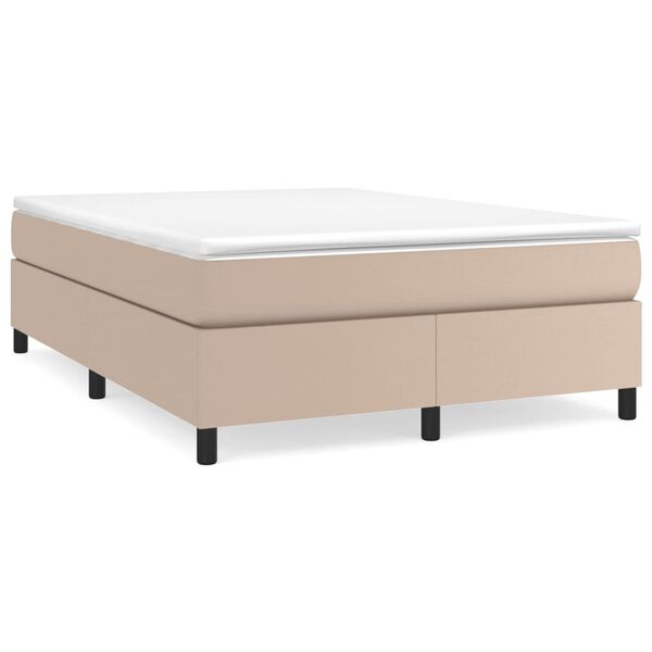 vidaXL Κρεβάτι Boxspring με Στρώμα Καπουτσίνο 140x200εκ.από Συνθ.Δέρμα