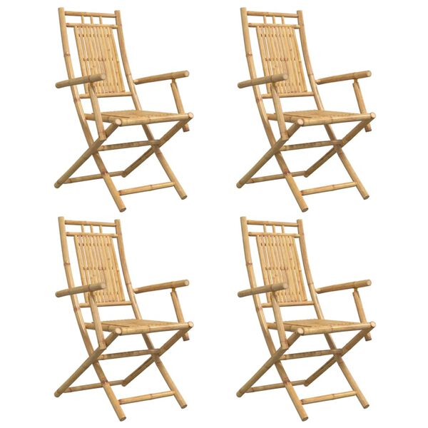 vidaXL Καρέκλες Κήπου Πτυσσόμενες 4 τεμ. 53x66x99 εκ. από Μπαμπού