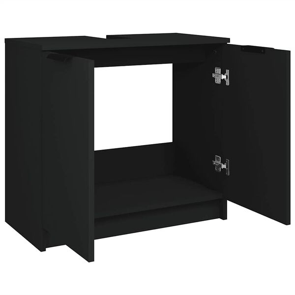 vidaXL Ντουλάπι Μπάνιου Μαύρο 64,5 x 33,5 x 59 εκ. από Επεξεργ. Ξύλο