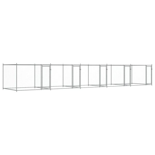 vidaXL Κλουβί Σκύλου με Πόρτες Γκρι 10x2x1,5 μ. Γαλβανισμένος Χάλυβας