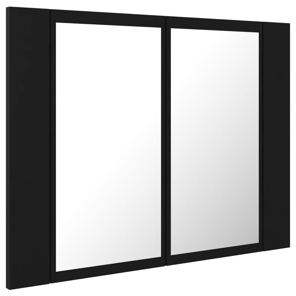 vidaXL Καθρέφτης Μπάνιου με Ντουλάπι LED Μαύρος 60x12x45 εκ. Ακρυλικός