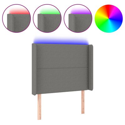 vidaXL Κεφαλάρι Κρεβατιού LED Σκούρο Γκρι 103x16x118/128εκ. Υφασμάτινο