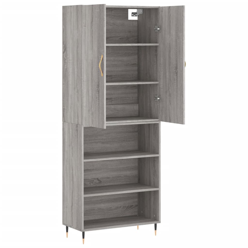 vidaXL Ντουλάπι Γκρι Sonoma 69,5 x 34 x 180 εκ. Επεξεργασμένο Ξύλο