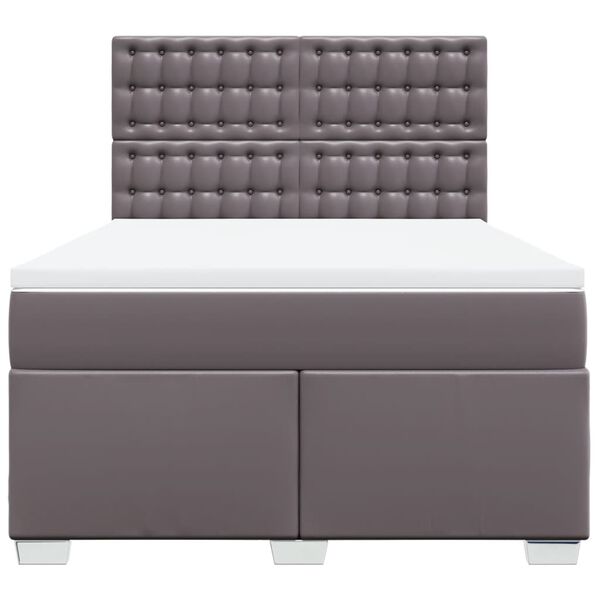 vidaXL Κρεβάτι Boxspring με Στρώμα Γκρι 140x190εκ. από Συνθετικό Δέρμα