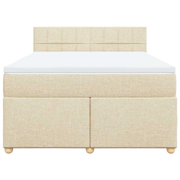 vidaXL &Kappa;&rho;&epsilon;&beta;ά&tau;&iota; Boxspring &mu;&epsilon; &Sigma;&tau;&rho;ώ&mu;&alpha; &Kappa;&rho;&epsilon;&mu; 140x190 &epsilon;&kappa;. &Upsilon;&phi;&alpha;&sigma;&mu;ά&tau;&iota;&nu;&omicron;