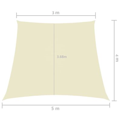 vidaXL Πανί Σκίασης Τρίγωνο Κρεμ 3/5x4 μ. από Ύφασμα Oxford