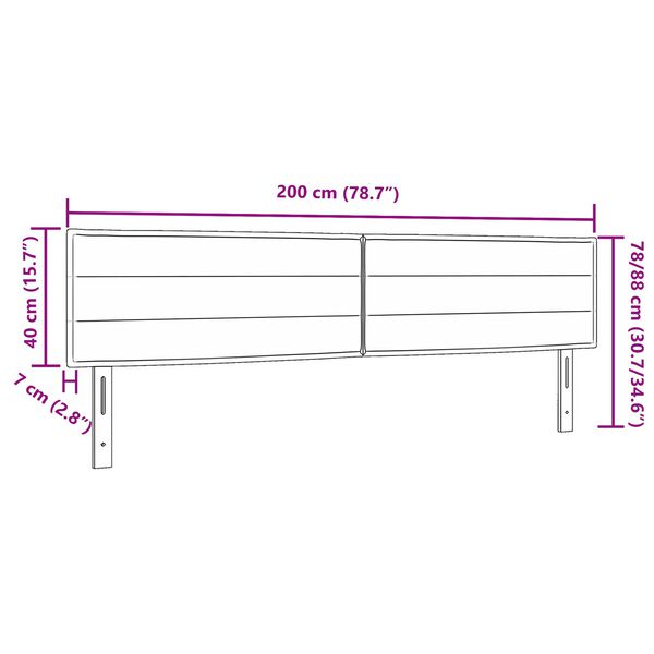vidaXL LED κεφαλάρι με φώτα λωρίδας LED Σκούρο γκρι 200 cm ύφασμα