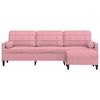 vidaXL Καναπές Τριθέσιος Ροζ 210 εκ. από Βελούδινος με Υποπόδιο