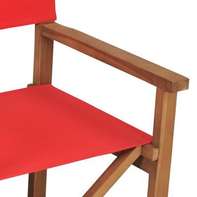 vidaXL Καρέκλες Σκηνοθέτη 2 τεμ. Κόκκινες από Μασίφ Ξύλο Teak