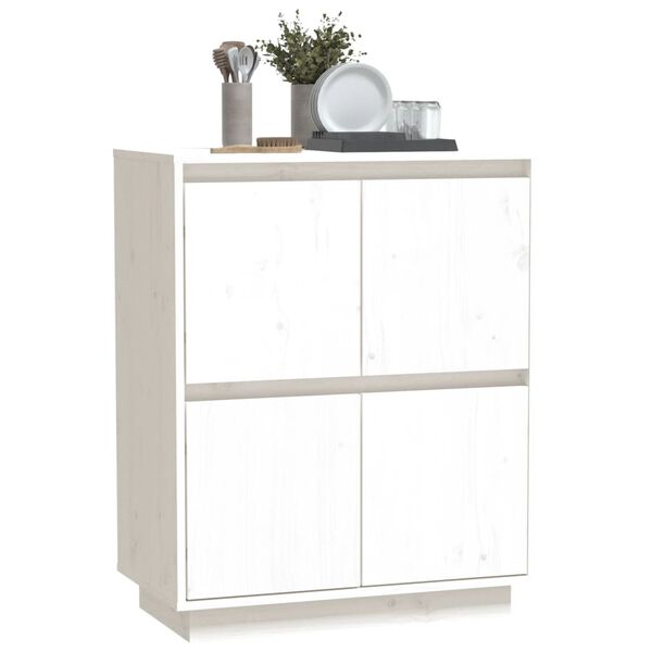 vidaXL Συρταριέρα Λευκή 60 x 34 x 75 εκ. από Μασίφ Ξύλο Πεύκου