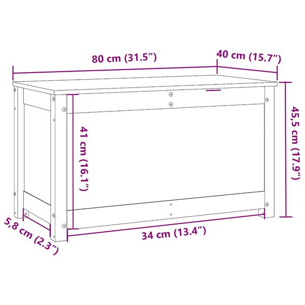 vidaXL Κουτί Αποθήκευσης Λευκό 80x40x45,5 εκ από Μασίφ Ξύλο Πεύκου