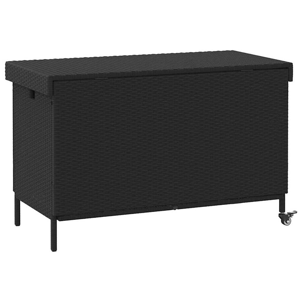 vidaXL κουτί αποθήκευσης κήπου με ρόδες μαύρο 110x55x73 cm