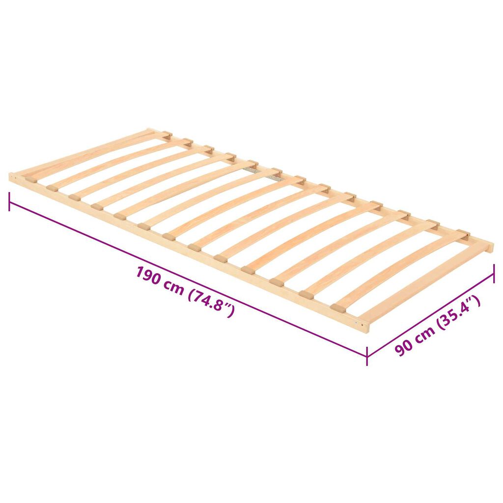 vidaXL Βάση κρεβατιού με λάμες Καφέ 90 x 190 cm Στερεό Ξύλο Μηλιάς