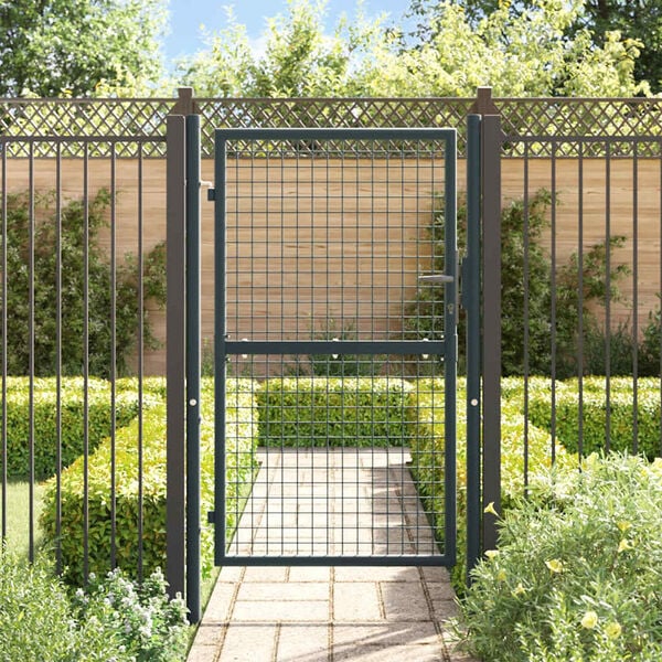 vidaXL Πόρτα Περίφραξης με Πλέγμα Γκρι 100 x 200 εκ. Γαλβαν. Χάλυβας