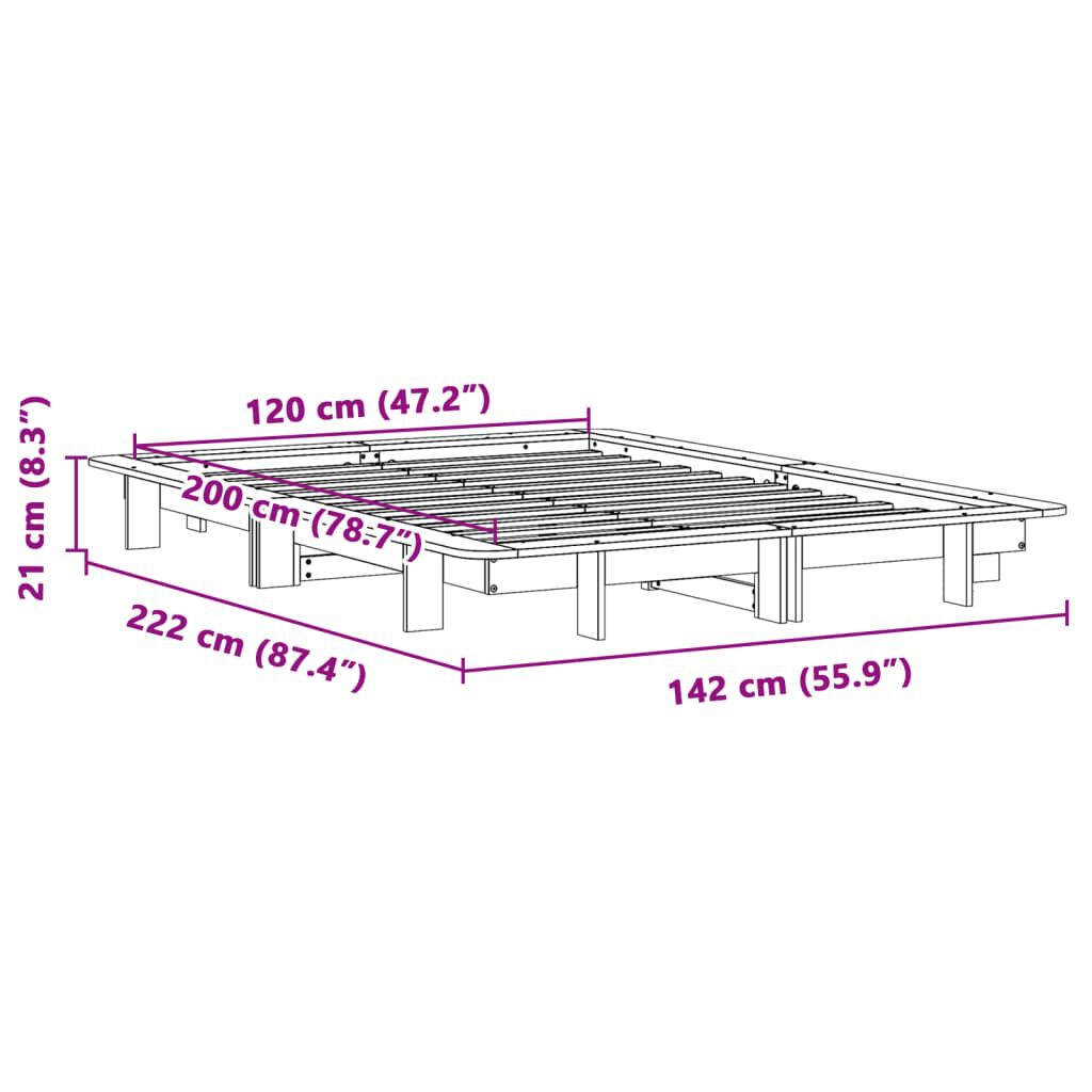 vidaXL Σκελετός Κρεβ. Χωρίς Στρώμα Λευκό 120x200 εκ Μασίφ Πεύκο