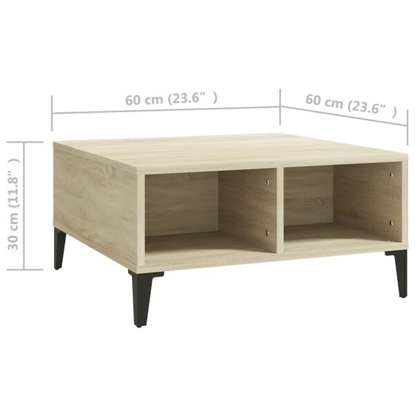 vidaXL Τραπεζάκι Σαλονιού Sonoma Δρυς 60x60x30 εκ. Επεξεργασμένο Ξύλο
