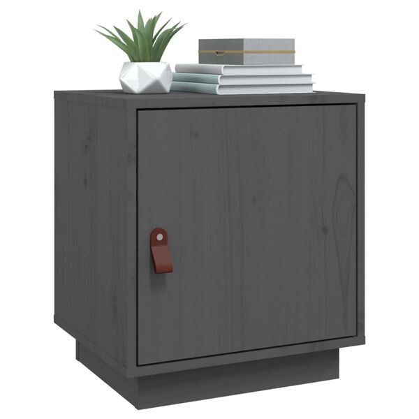 vidaXL Κομοδίνο Γκρι 40 x 34 x 45 εκ. από Μασίφ Ξύλο Πεύκου