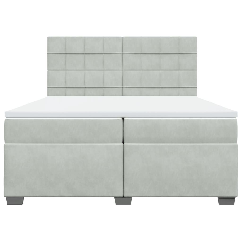 vidaXL Κρεβάτι Boxspring με Στρώμα Ανοιχτό Γκρι 200x200 εκ. Βελούδινο