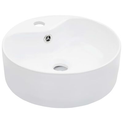 vidaXL Νιπτήρας με Οπή Υπερχείλισης Λευκός 36 x 13 εκ. Κεραμικός