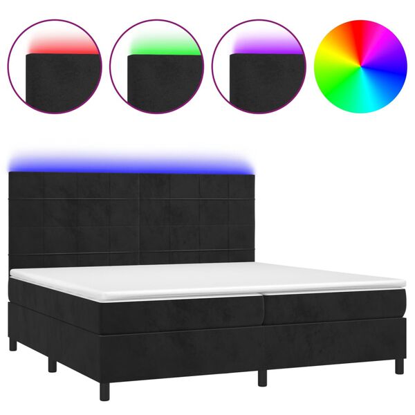 vidaXL &Kappa;&rho;&epsilon;&beta;ά&tau;&iota; Boxspring &mu;&epsilon; &Sigma;&tau;&rho;ώ&mu;&alpha; & LED &Mu;&alpha;ύ&rho;&omicron; 200x200 &epsilon;&kappa;. &Beta;&epsilon;&lambda;&omicron;ύ&delta;&iota;&nu;&omicron;