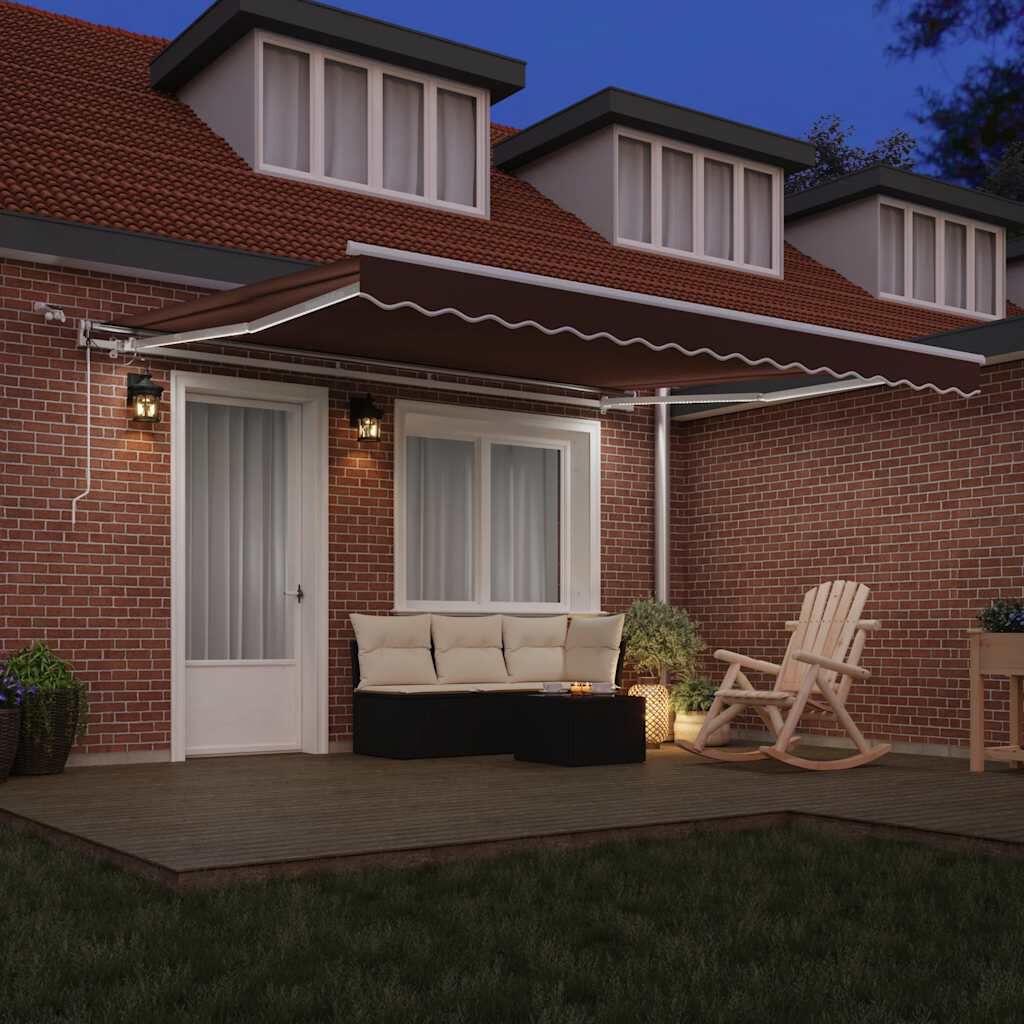 vidaXL Τέντα Πτυσσόμενη Αυτόματη με LED Καφέ 400x300 εκ.