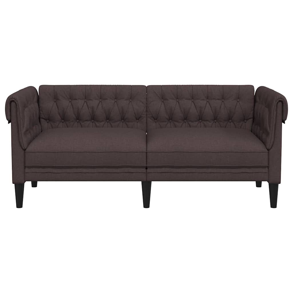 vidaXL Καναπές Διθέσιος Chesterfield Σκούρο Καφέ Υφασμάτινος