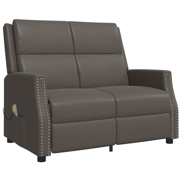 vidaXL Πολυθρόνα Μασάζ Ανακλινόμενη 2 Θέσεων Κρεμ από Συνθετικό Δέρμα