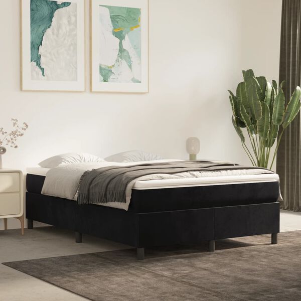 vidaXL Κρεβάτι Boxspring με Στρώμα Μαύρο 140x200 εκ. Βελούδινο