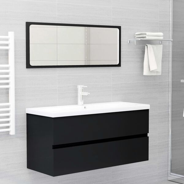 vidaXL Ντουλάπι Νιπτήρα Μαύρο 100x38,5x45 εκ. από Επεξ. Ξύλο