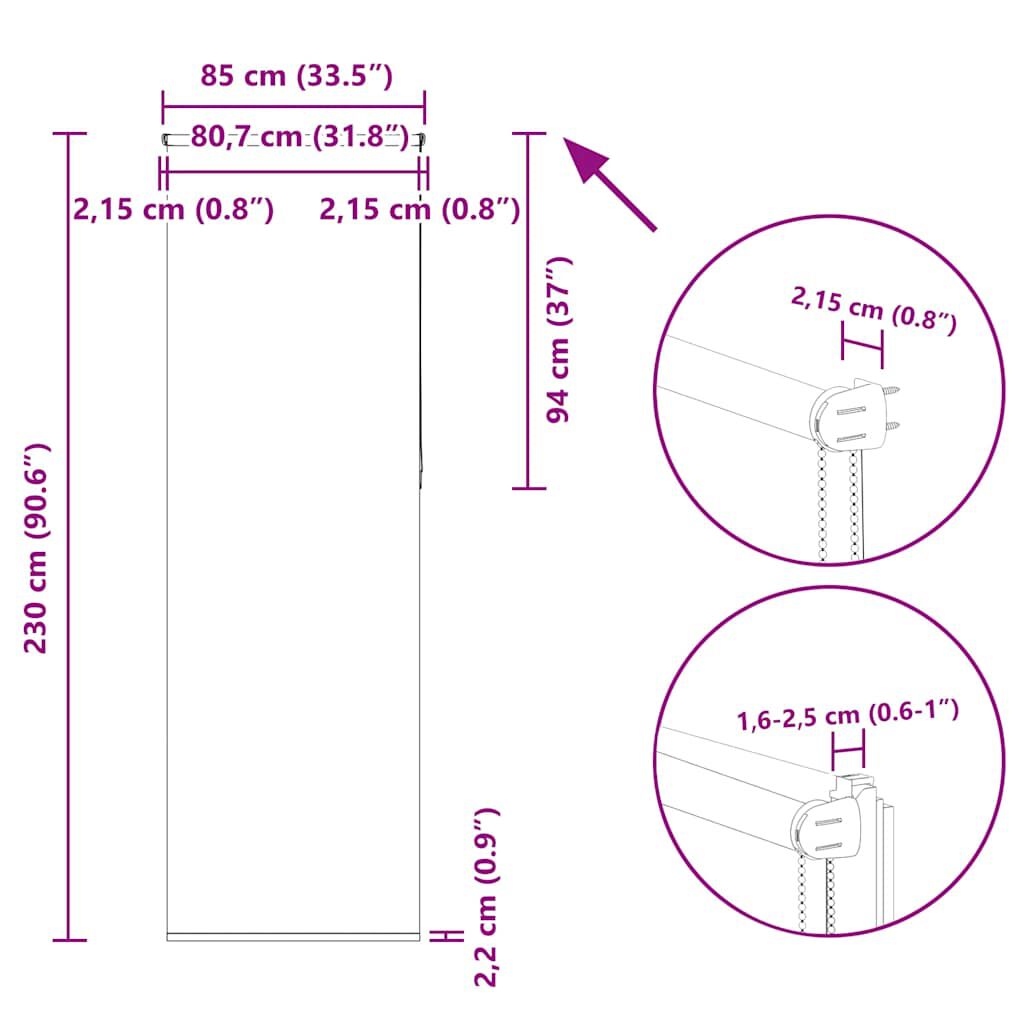 vidaXL Ρολέρ Μπλακάουτ γκρί 85x230 cm Πλάτος υφάσματος 80,7 cm