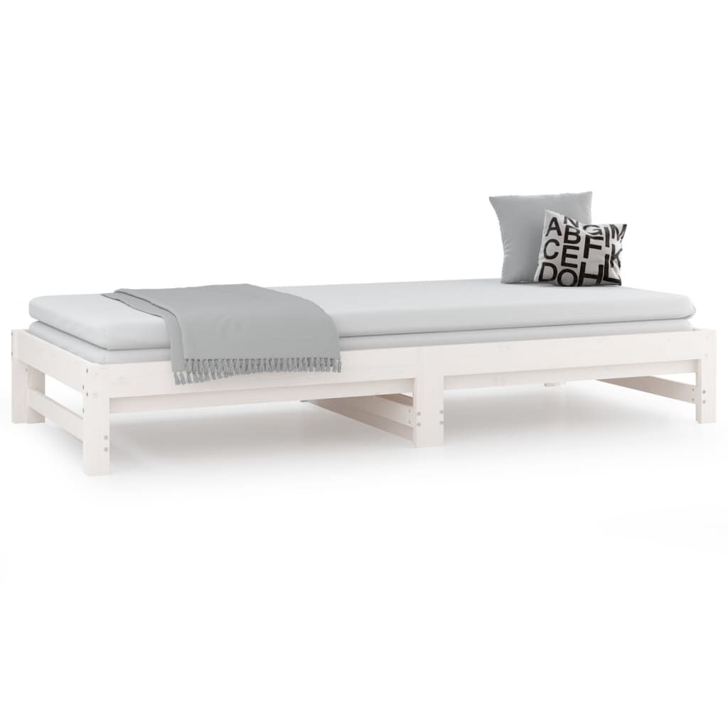 vidaXL Καναπές Κρεβάτι Συρόμενος Λευκός 2x(90x190) εκ. από Μασίφ Πεύκο