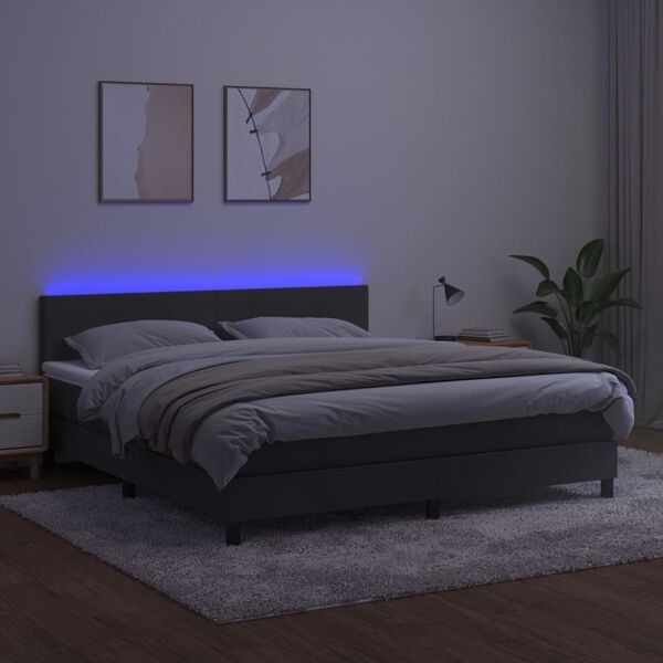 vidaXL &Kappa;&rho;&epsilon;&beta;ά&tau;&iota; Boxspring &mu;&epsilon; &Sigma;&tau;&rho;ώ&mu;&alpha; & LED &Sigma;&kappa;. &Gamma;&kappa;&rho;&iota; 180x200&epsilon;&kappa;. &Beta;&epsilon;&lambda;&omicron;ύ&delta;&iota;&nu;&omicron;
