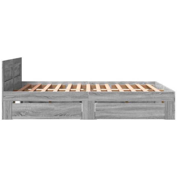 vidaXL Πλαίσιο Κρεβατιού με Κεφαλάρι Γκρι Sonoma 160x200εκ. Επεξ. Ξύλο