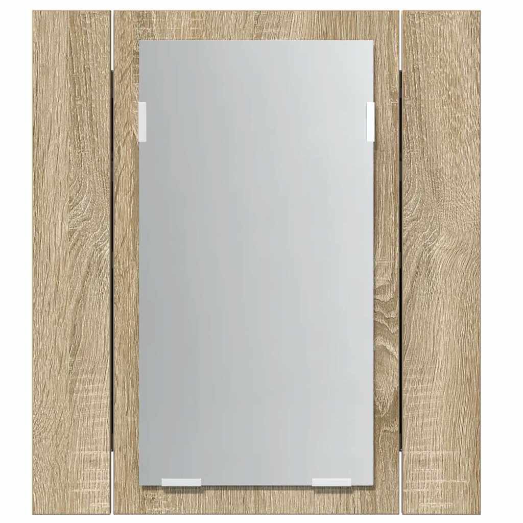 vidaXL Ντουλάπι Μπάνιου με Καθρέφτη & LED Sonoma Δρυς Ακρυλικός