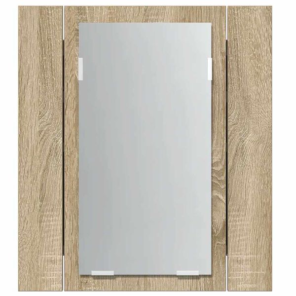 vidaXL Ντουλάπι Μπάνιου με Καθρέφτη & LED Sonoma Δρυς Ακρυλικός
